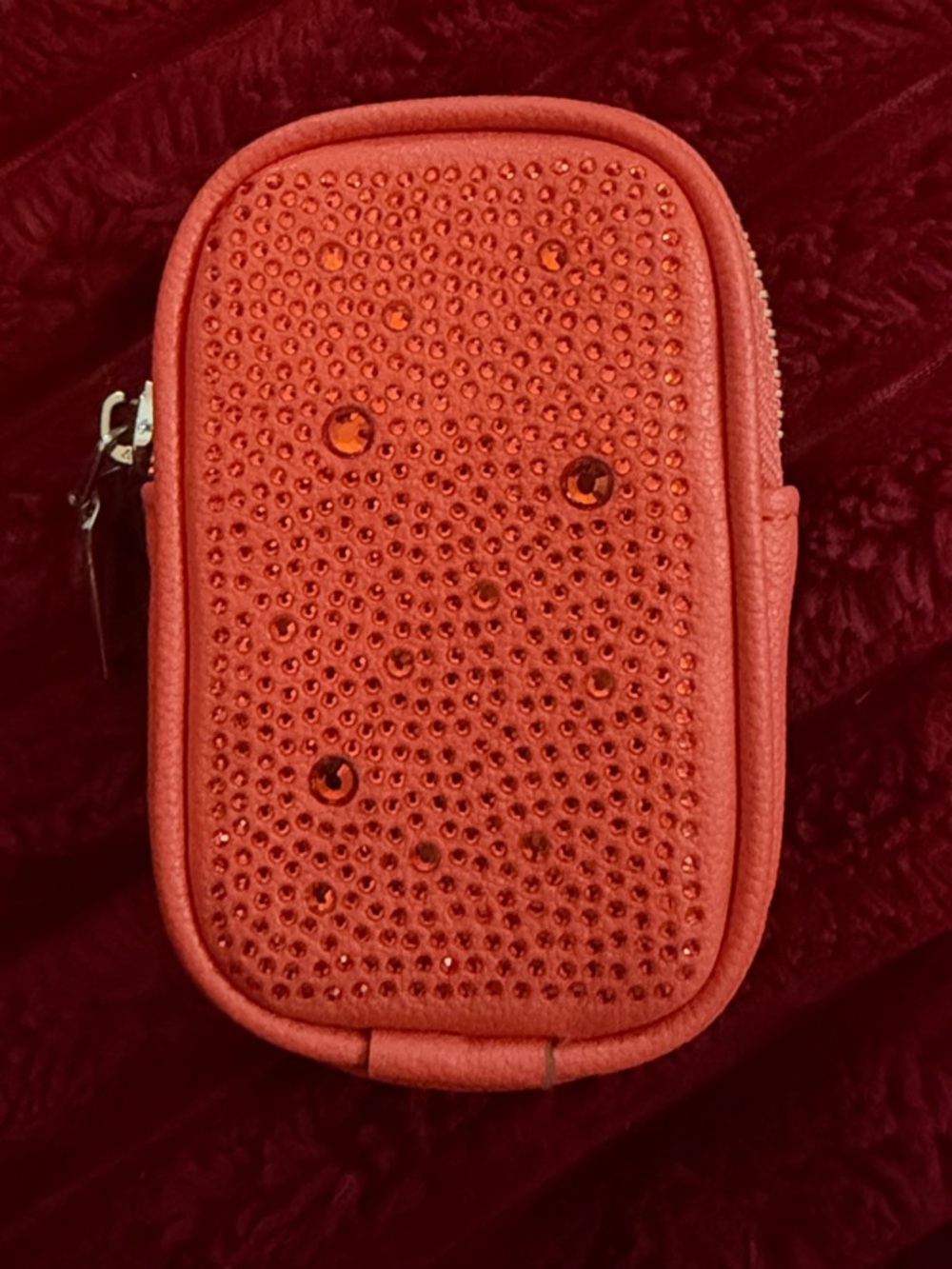 Steve Madden Orange/Coral Rhinestone Mini Crossbody Pouch